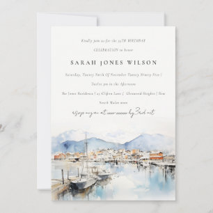 Invitation Ushuaia, Argentine Paysage aquarelle Anniversaire