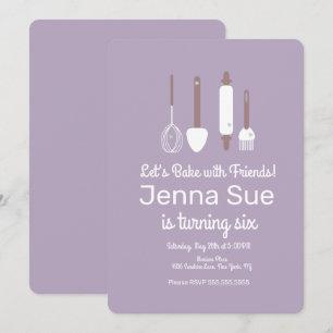 Invitation Ustensiles de fête d'anniversaire de cuisson minim