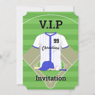 Invitation V.I.P Baseball Anniversaire bleu