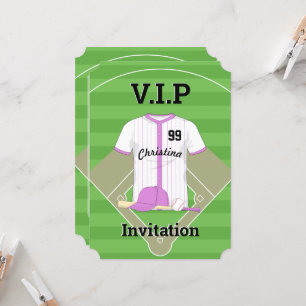 Invitation V.I.P Baseball Anniversaire rose