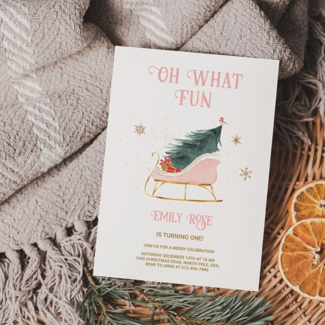 Invitation Vacances 1er Anniversaire Rose (Créateur téléchargé)