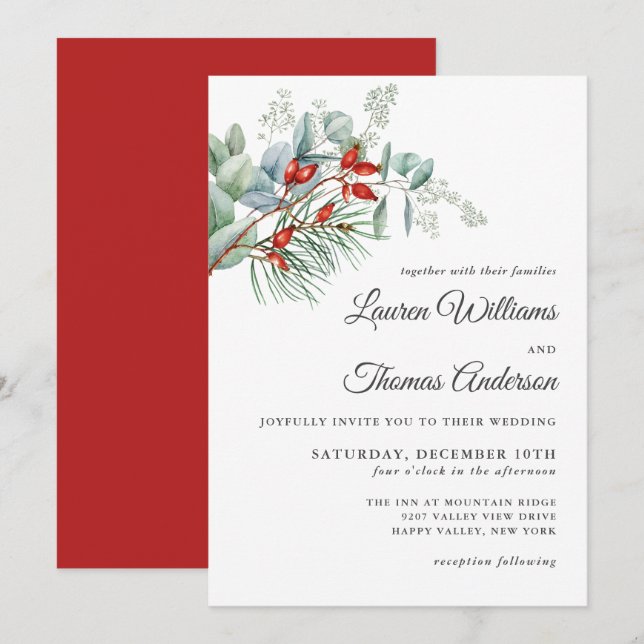 Invitation Vacances Botanique et Mariage de baies (Devant / Derrière)