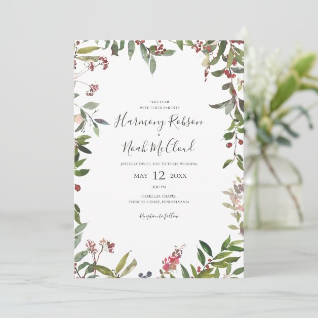 Invitation Vacances Chic Botanique | Blanc Tout en un Mariage (Debout devant)