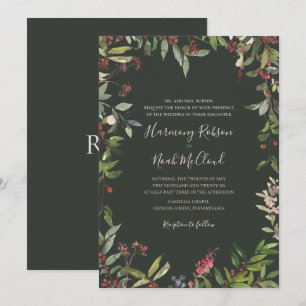 Invitation Vacances Chic Botanique   Dark Green Mariage Invit