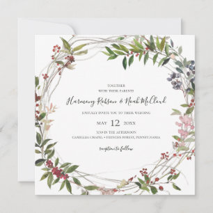Invitation Vacances Chic Botanique Mariage Carré blanc