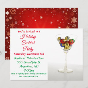 Invitation Vacances Cocktail fête Noël Ornament Martini