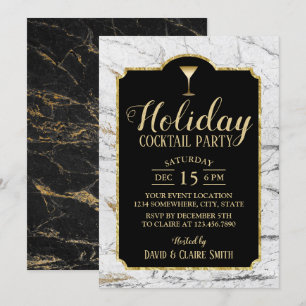 Invitation Vacances Cocktail Party Marbre blanc moderne