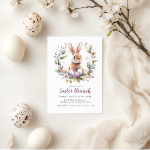 Invitation Vacances de Brunch de Pâques Bunny de printemps