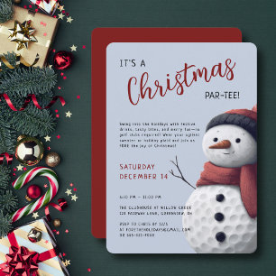 Invitation Vacances de golf Noël Par-Tee Bonhomme de neige Fe
