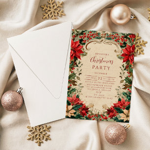 Invitation Vacances de la Poinsettia de Vintage