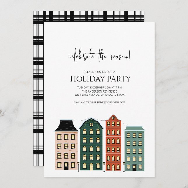 Invitation Vacances de Noël modernes (Devant / Derrière)