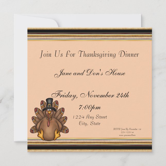 Invitation Vacances de Tom Turquie de thanksgiving (Devant)