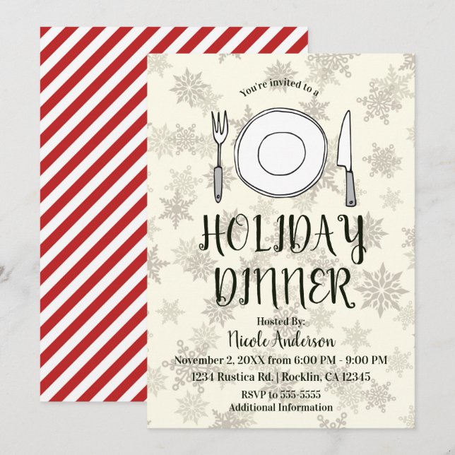 Invitation Vacances Diner Fête Crème Ivoirienne Noël Grandes (Devant / Derrière)