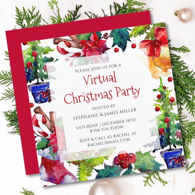 Invitation Vacances en ligne de la fête de Noël virtuelle (Créateur téléchargé)