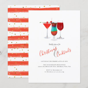 Invitation Vacances Noël et Cocktails Fête Boissons