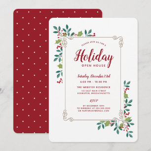Invitation Vacances Open House Festif Floral Frame