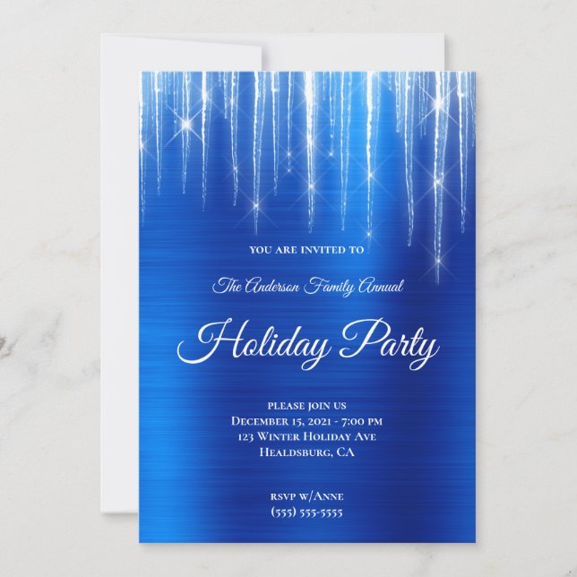 Invitation Vacances Royal Blue Foil (Devant)