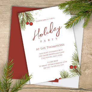 Invitation Vacances Simple Calligraphie Script Verdure Berrie