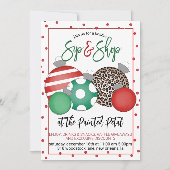 Invitation Vacances Sip and Shop (Devant)