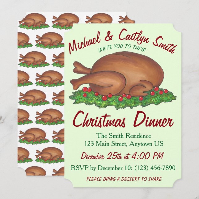 Invitation Vacances Turquie Noël Thanksgiving Dîner (Devant / Derrière)