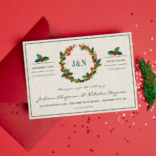 Invitation Vacances Wreath Poinsettia Mariage de Noël
