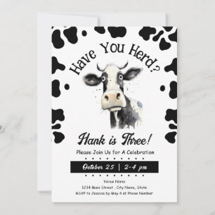 Invitation Vache avez-vous troupeau 3e anniversaire aquarelle