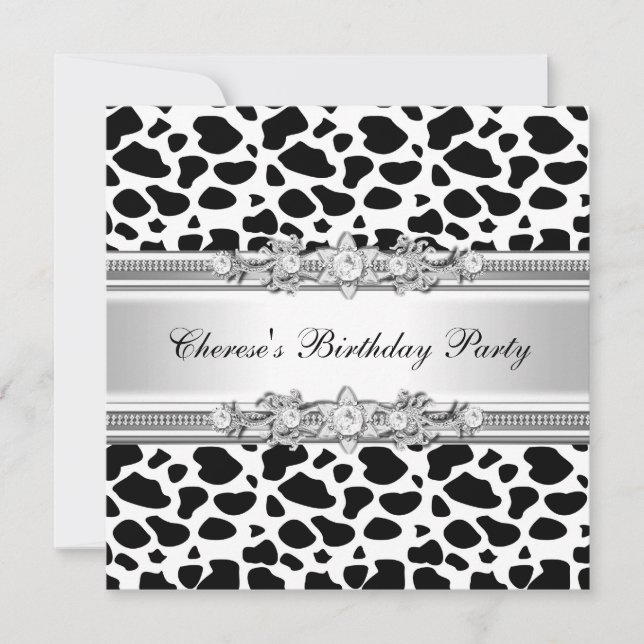 Invitation Vache de fête d'anniversaire Imprimer image diaman (Devant)
