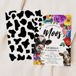 Invitation Vache florale 'Avez-vous entendu le MOOS' Annivers