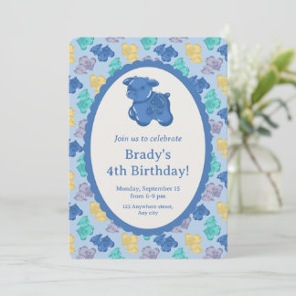 Invitation Vache Gélifiée Glacial Berry Bleu Glacé Fête