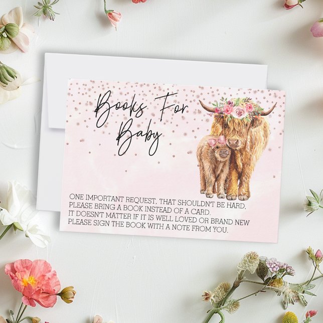 Invitation Vache Highland Baby shower rose Livres Baby (Créateur téléchargé)
