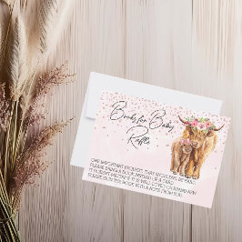Invitation Vache Highland Baby shower rose Livres Baby