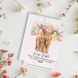 Invitation Vache Highland Baby shower rose tombole de couche