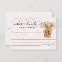 Invitation Vache Highland Baby shower rose veut la sagesse