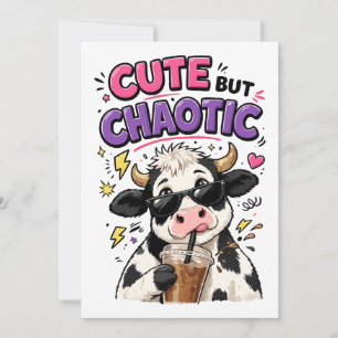 Invitation Vache mignonne mais chaotique avec café glacé