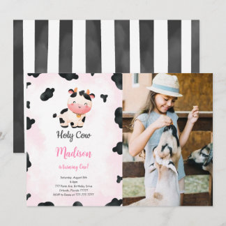 Invitation Vache mignonne modifiable Anniversaire Photo Invit