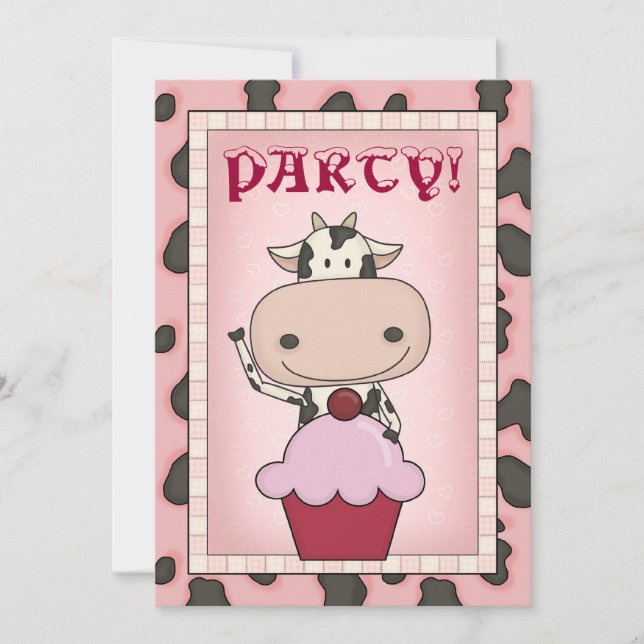 Invitation Vache - partie de patinage de crème glacée et de (Devant)