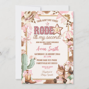 Invitation Vache Rose Fille Ain't My First Rodeo Baby Sprinkl