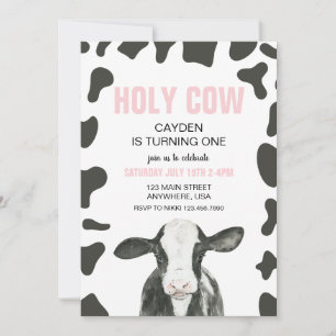 Invitation Vache sacrée, je suis un anniversaire à carreaux r