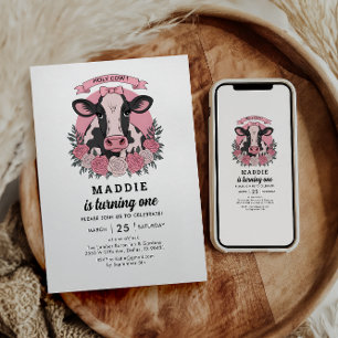 Invitation Vache sacrée, je suis une cowgirl, fête d'annivers