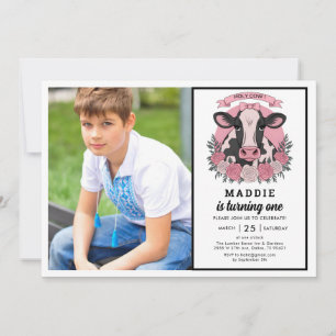 Invitation Vache sacrée, je suis une cowgirl, fête d'annivers