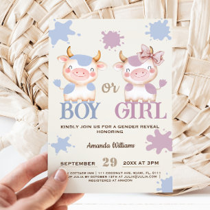 Invitation Vache sacrée révélation du sexe rose bleu