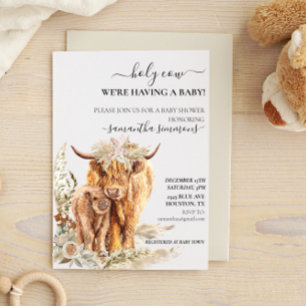 Invitation Vache sacrée Veau des Highlands Baby Shower Bohème