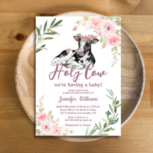 Invitation vache sacrée veau des highlands fille baby shower