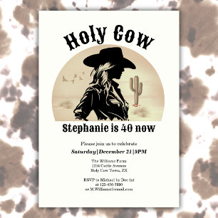 Invitation Vache Sainte Anniversaire 40 Ans Cowgirl Vintage D