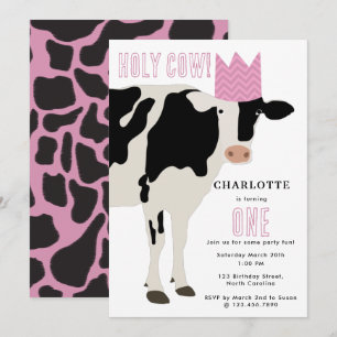 Invitation Vache Sainte Fête d'anniversaire pour enfants Thèm