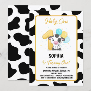 Invitation Vache sainte Je suis une vache 1er anniversaire In