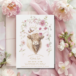 Invitation Vache Sainte Vache des Highlands Fleurs Sauvages E