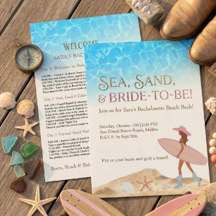 Invitation Vachère Côtière Bachelorette Beach Sea Sable Plage