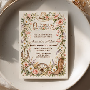 Invitation Vachère de fleurs sauvages roses pour Quinceañera