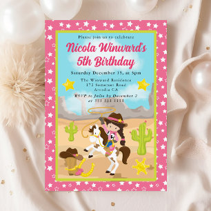 Invitation Vacheronne aux Cheveux Bruns Anniversaire des Enfa